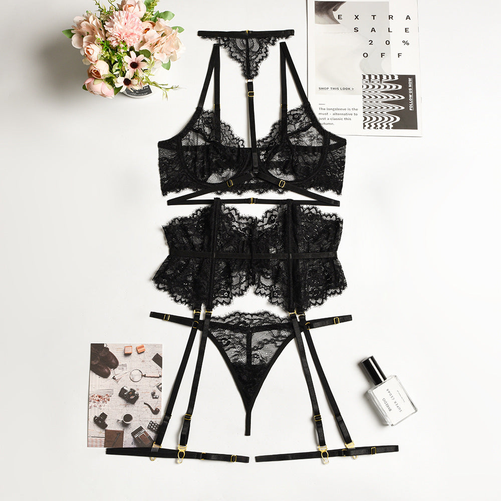Emira Midnight Lace Lingerie Set