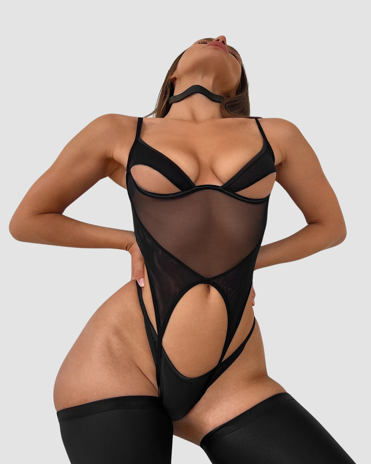 Emira Noir Mesh Lingerie Set