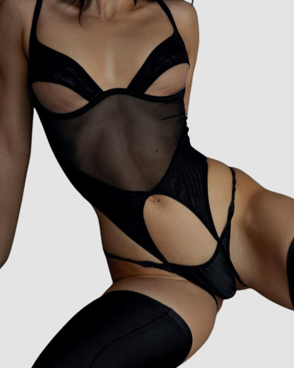 Emira Noir Mesh Lingerie Set