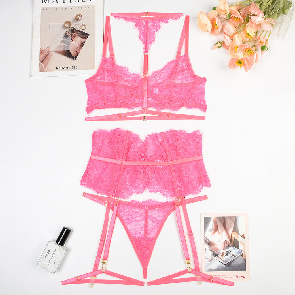 Emira Midnight Lace Lingerie Set