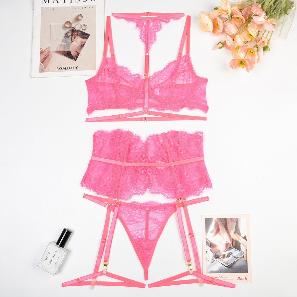 Emira Midnight Lace Lingerie Set