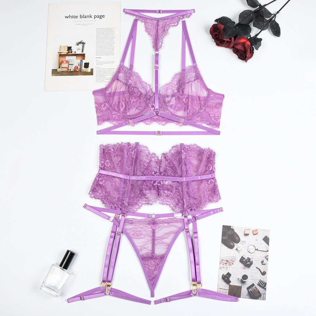 Emira Midnight Lace Lingerie Set