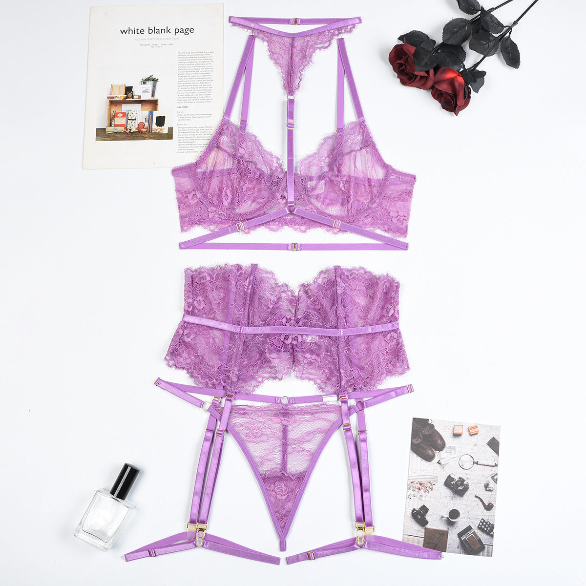 Emira Midnight Lace Lingerie Set