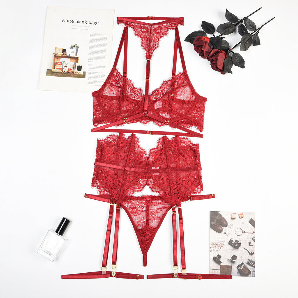 Emira Midnight Lace Lingerie Set