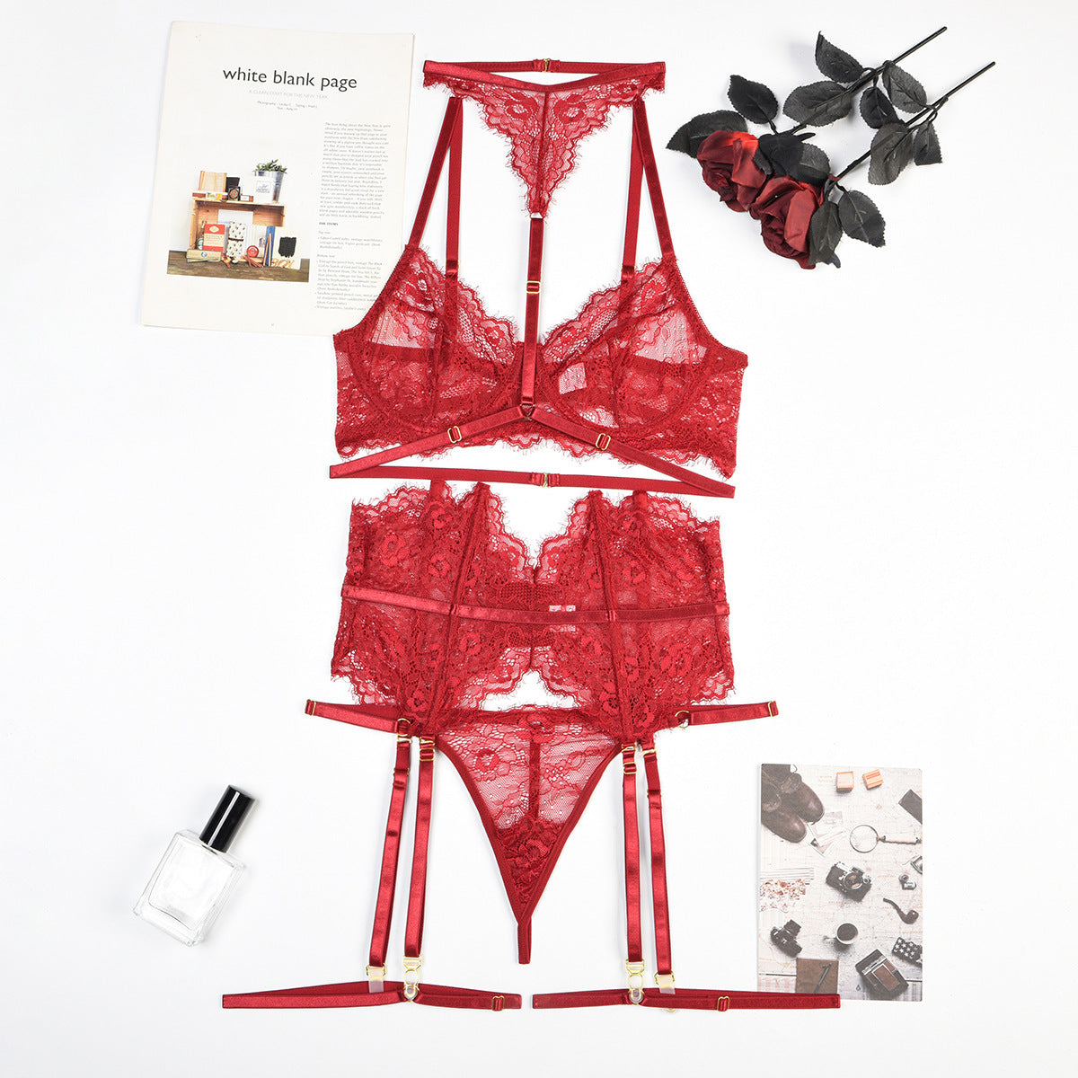 Emira Midnight Lace Lingerie Set